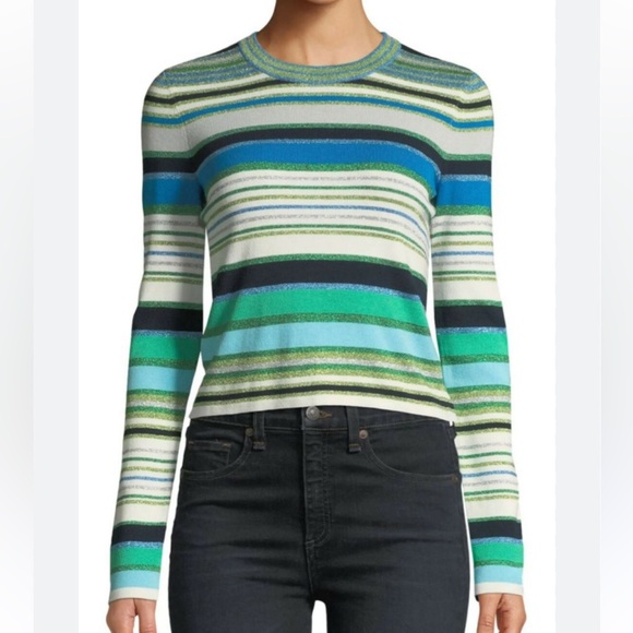 Veronica Beard striped knit metallic top M